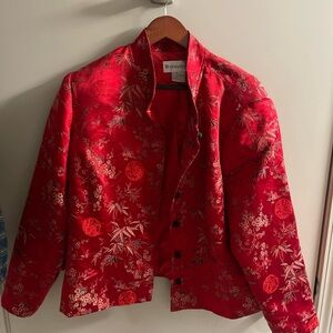 Dressbarn Vibrant Red Floral Blazer